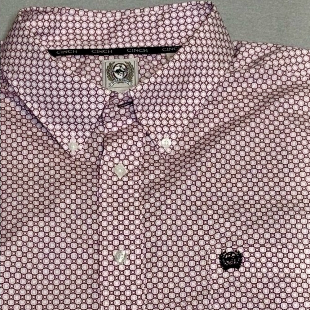Cinch Long Sleeve Shirt Mens Classic Fit X-Large Red Geometric Style Western